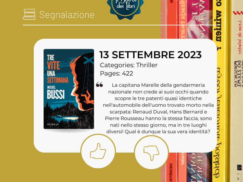 Tre vite una settimana, Michel Bussi –&nbsp;segnalazione